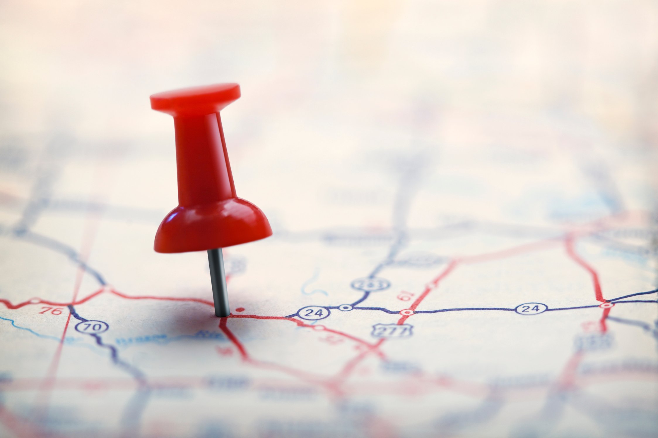 Push Pin On Road Map