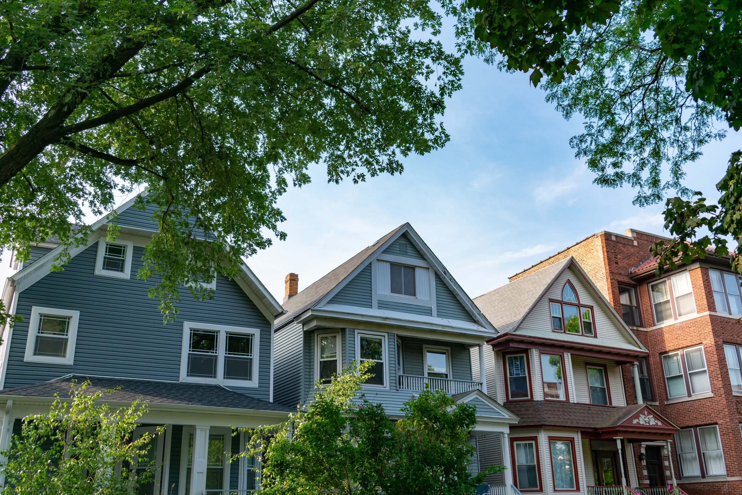 Row of Old Homes in Andersonville Chicago